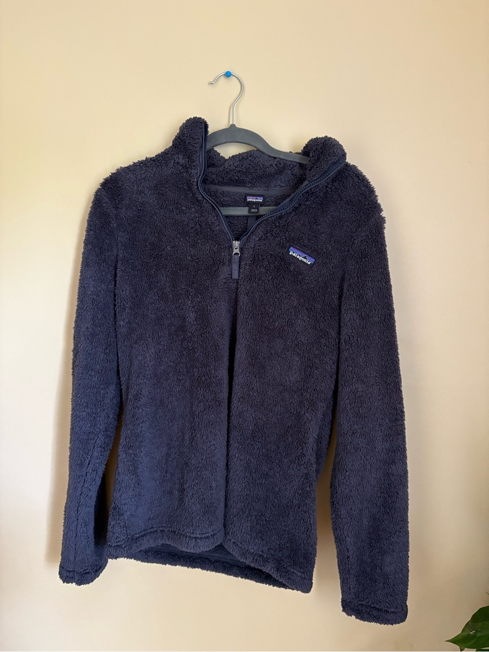 Patagonia Women's L Los Gatos 1/4-Zip Fleece Jacket 25235 Smolder Blue Deep Pile